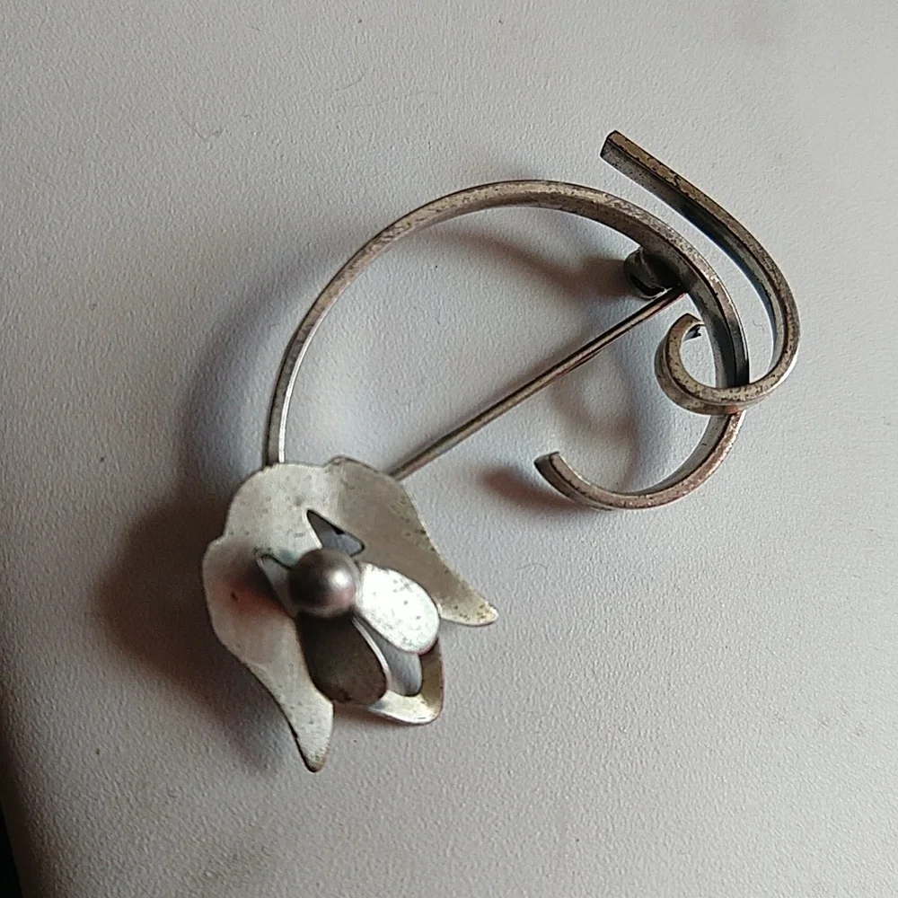 Wonderful beau sterling silver 925 dog brooch pin etch outline vintage - Picture 2 of 7